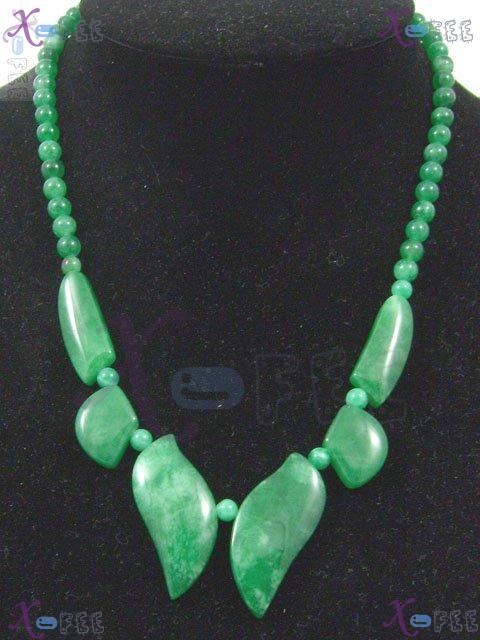 jmn00010 Fashion Jewelry Jade Beads Leaf Handmade Necklace 1
