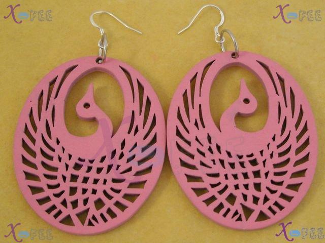 mteh00101 New Bohemia Fashion Crafts Pink Phenix Women 925 Sterling Silver Hook Earrings 3