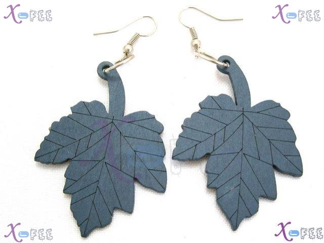 mteh00108 New Fashion Jewelry Crafts CadetBlue Maple Leaves Wooden Ladies Stylish Earrings 2