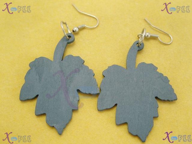mteh00108 New Fashion Jewelry Crafts CadetBlue Maple Leaves Wooden Ladies Stylish Earrings 4