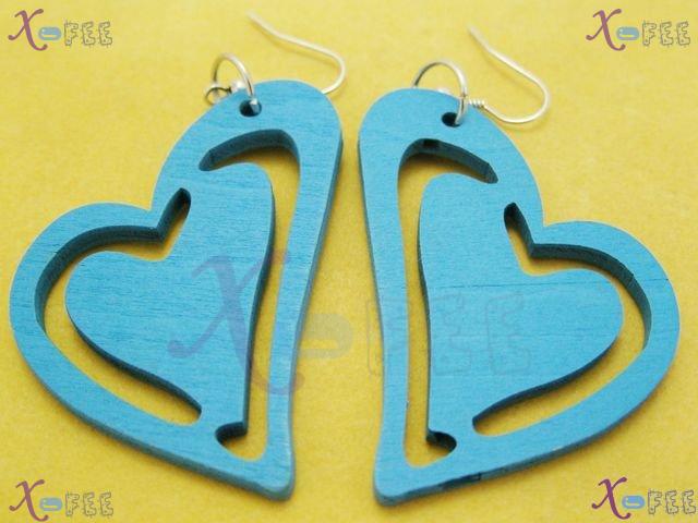 mteh00122 NEW Fashion Jewelry Crafts Blue Sweet Hearts 925 Sterling Silver Hook Earrings 1