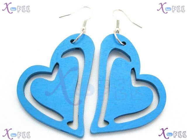 mteh00122 NEW Fashion Jewelry Crafts Blue Sweet Hearts 925 Sterling Silver Hook Earrings 3