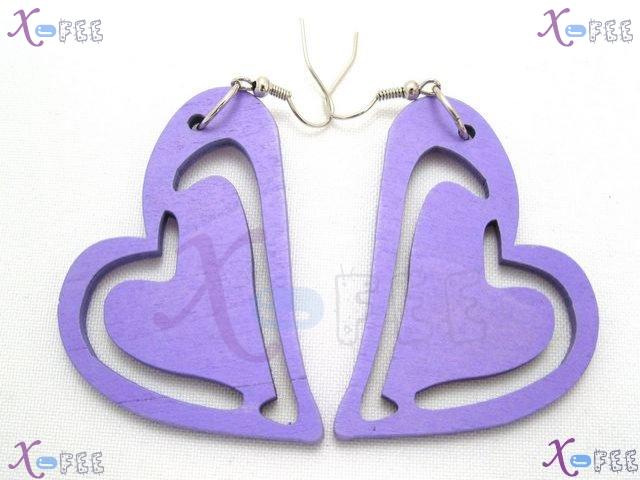 mteh00123 New Fashion Jewelry Lady Lavender Heart Shape 925 Sterling Silver Hook Earrings 1