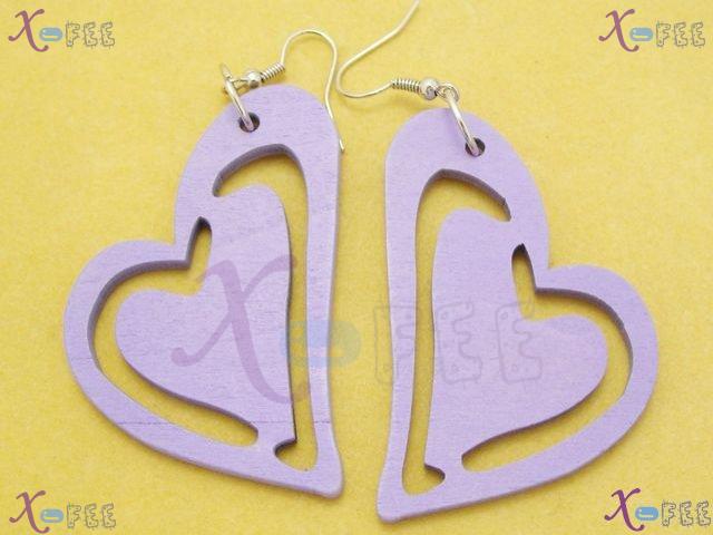 mteh00123 New Fashion Jewelry Lady Lavender Heart Shape 925 Sterling Silver Hook Earrings 3