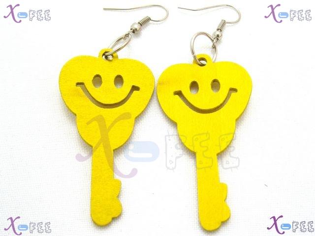 mteh00142 New Bohemia Fashion Jewelry Crafts Key Yellow 925 Sterling Silver Hook Earrings 1