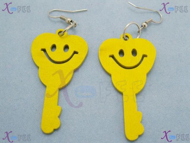 mteh00142 New Bohemia Fashion Jewelry Crafts Key Yellow 925 Sterling Silver Hook Earrings 3