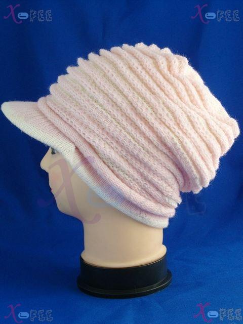 mzst00141 NEW Baby Pink Clothing Woman Accessory Crochet Winter Warm Wool Cap Visor Hat 1