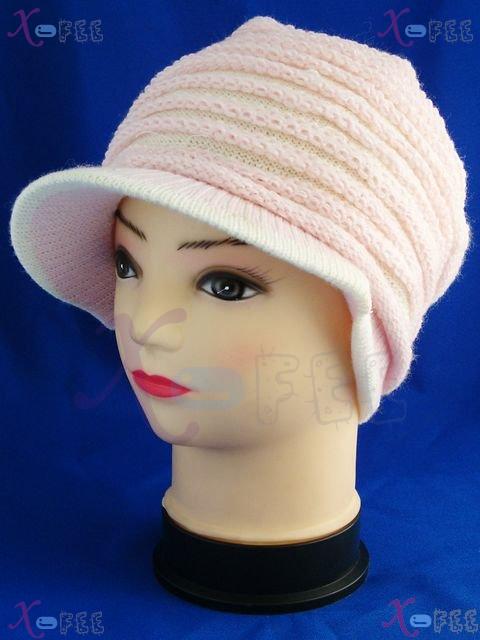 mzst00141 NEW Baby Pink Clothing Woman Accessory Crochet Winter Warm Wool Cap Visor Hat 2