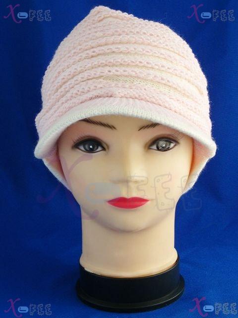 mzst00141 NEW Baby Pink Clothing Woman Accessory Crochet Winter Warm Wool Cap Visor Hat 3