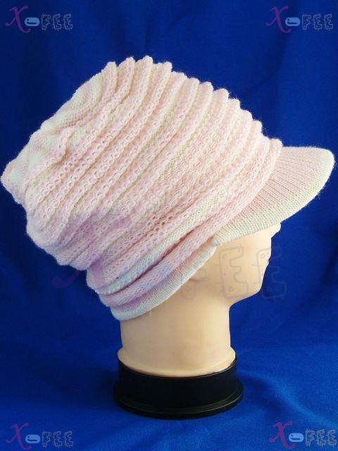 mzst00141 NEW Baby Pink Clothing Woman Accessory Crochet Winter Warm Wool Cap Visor Hat 4