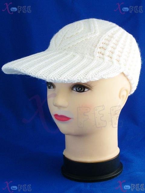 mzst00147 NEW Woman Accessory Ponytail Fancy White Warm Knit Winter Visor Cap Sport Hat 2