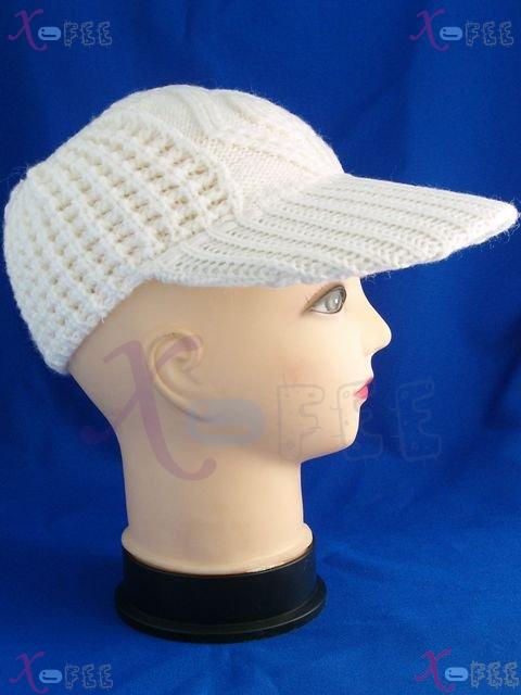 mzst00147 NEW Woman Accessory Ponytail Fancy White Warm Knit Winter Visor Cap Sport Hat 3