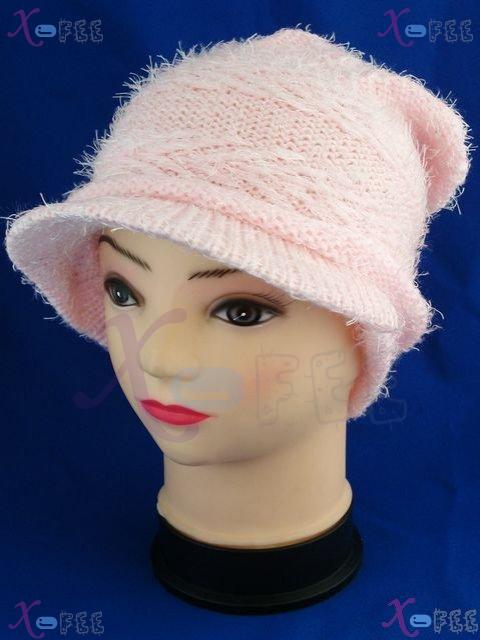 mzst00153 Light Pink Woman Accessory Fashion Knit Crochet Winter Soft Warm Cap Visor Hat 1