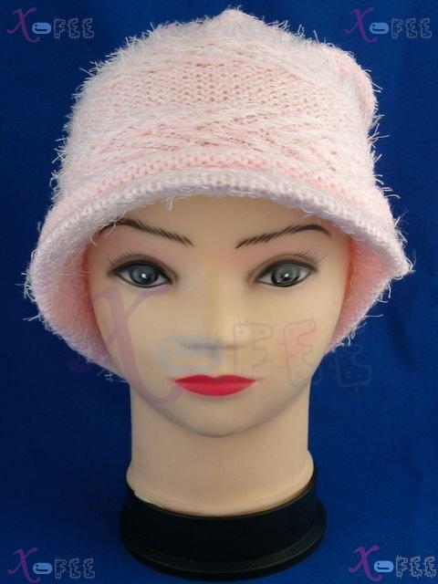 mzst00153 Light Pink Woman Accessory Fashion Knit Crochet Winter Soft Warm Cap Visor Hat 3