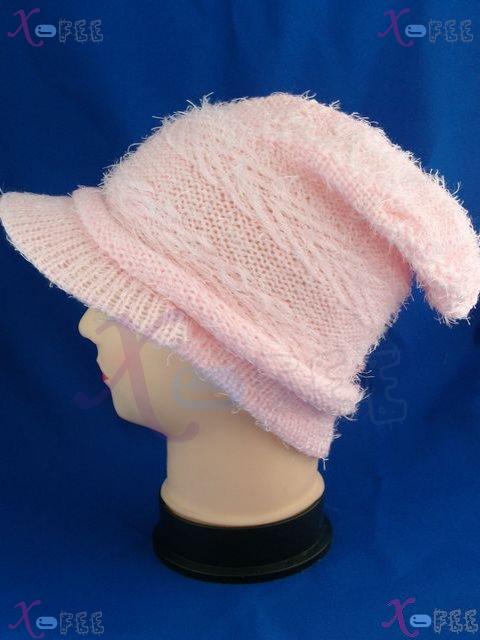 mzst00153 Light Pink Woman Accessory Fashion Knit Crochet Winter Soft Warm Cap Visor Hat 4