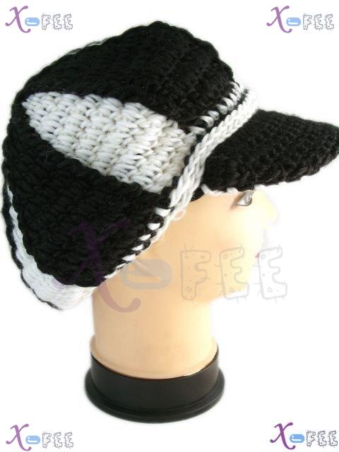 mzst00159 Hot Black White Woman Accessory Knit Crochet Winter Soft Fashion Beret Visor Hat 4