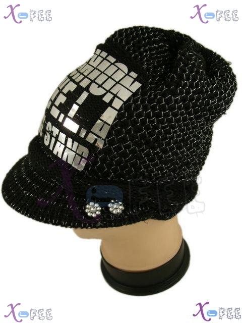 mzst00172 Yarn Woman Clothing Accessory Collection Alphabet Winter Black Visor Beret Hat 4