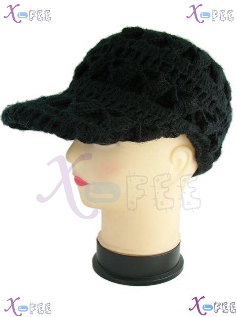 mzst00195 Fashion Black Woman Accessory Collection Winter Warm Flower Sports Cap Visor Hat 1