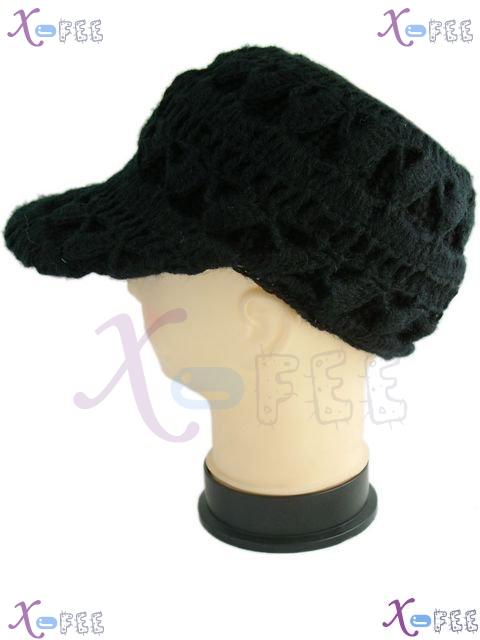 mzst00195 Fashion Black Woman Accessory Collection Winter Warm Flower Sports Cap Visor Hat 2