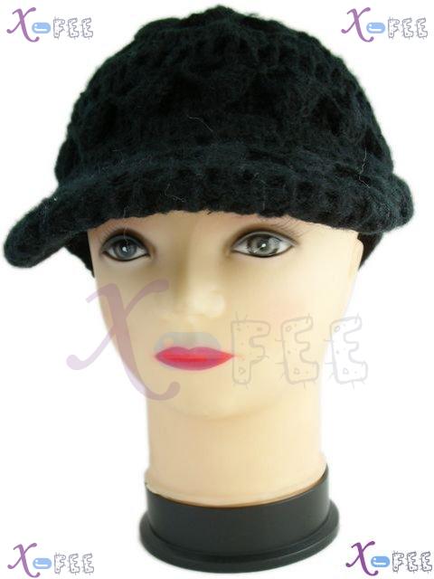mzst00195 Fashion Black Woman Accessory Collection Winter Warm Flower Sports Cap Visor Hat 4