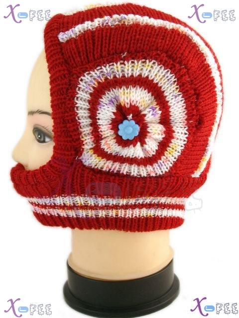 mzst00237 Red Beanie Woman Accessory Collection Ornament Flower Girl Winter Warm Neck Hat 1