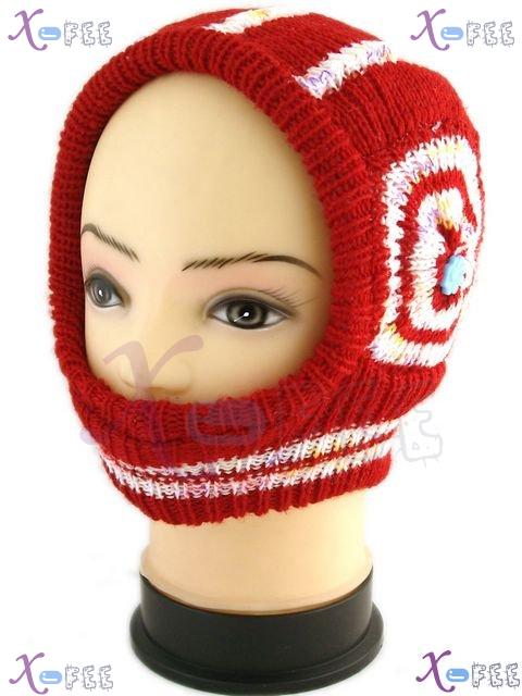 mzst00237 Red Beanie Woman Accessory Collection Ornament Flower Girl Winter Warm Neck Hat 2