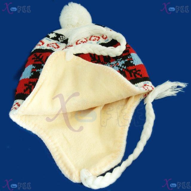 mzst00345 White Red Woman Accessory Snowflake Earflap Cap Heart Good Warm Winter Ski Hat 2