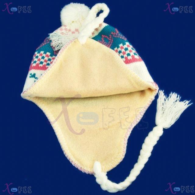 mzst00355 White Turquoise Pink Woman Accessory Snowflake Earflap Cap Warm Winter Ski Hat 2