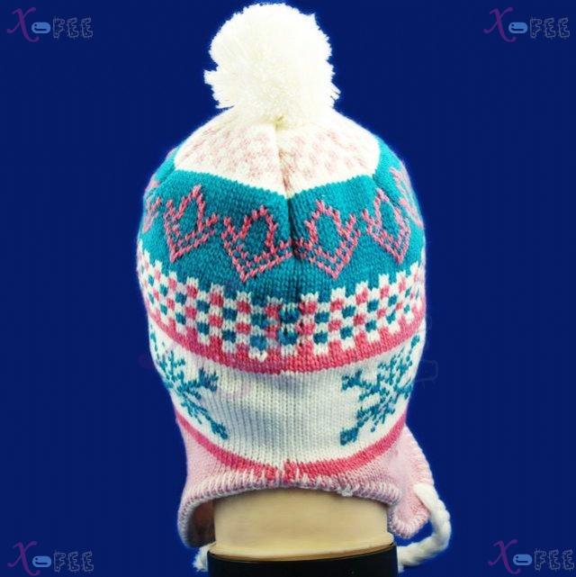 mzst00355 White Turquoise Pink Woman Accessory Snowflake Earflap Cap Warm Winter Ski Hat 4