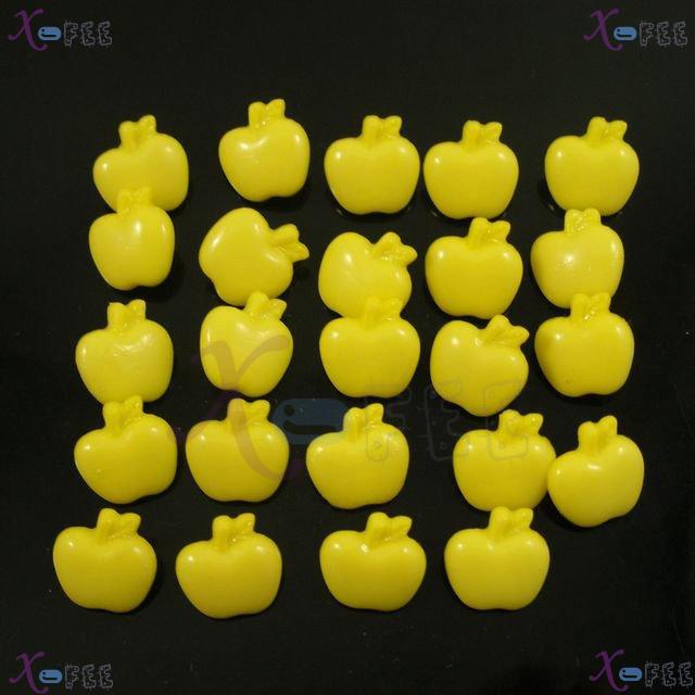 nkpf01108 Wholesale 24pcs Sewing Fabric Textile Cute Yellow Apples Costume Plastic Buttons 3