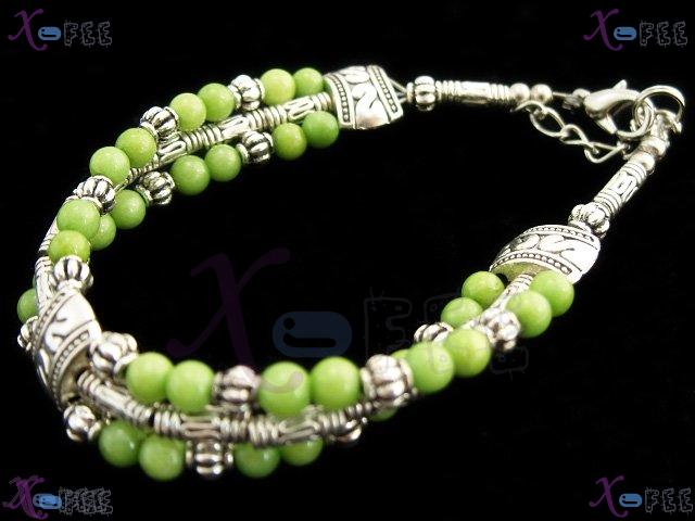 sl00363 NEW Fancy Tibetan Silver Ethnic Fashion Jewelry Olivine Beads Engraved Bracelet 1