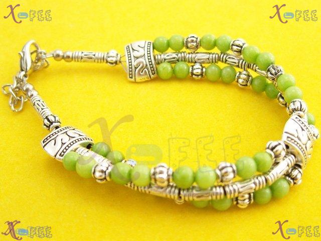 sl00363 NEW Fancy Tibetan Silver Ethnic Fashion Jewelry Olivine Beads Engraved Bracelet 4