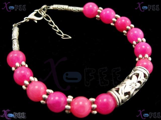 sl00403 Tibet Silver Fashion Jewelry Pink Agate Flower Handmade China Minority Bracelet 3