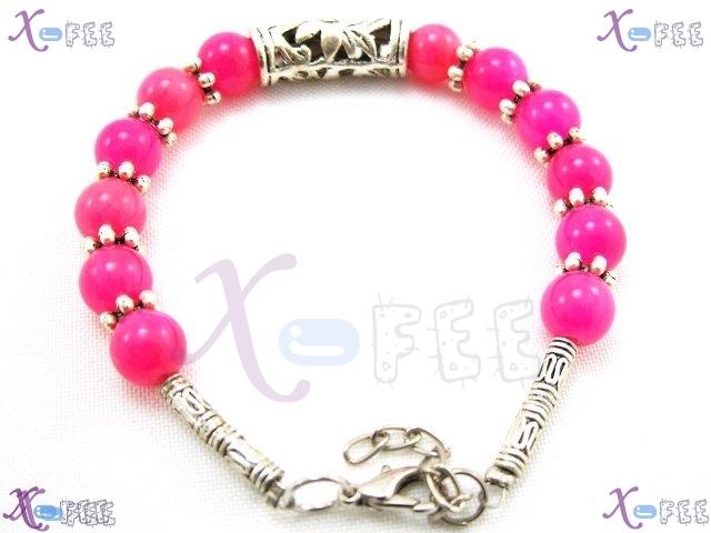sl00403 Tibet Silver Fashion Jewelry Pink Agate Flower Handmade China Minority Bracelet 4