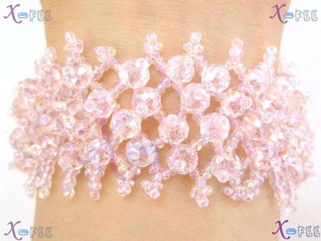 sl00587 Pink Fashion Jewelry Collection Handmade Tennis Glaze Prom Princess Bracelet 1