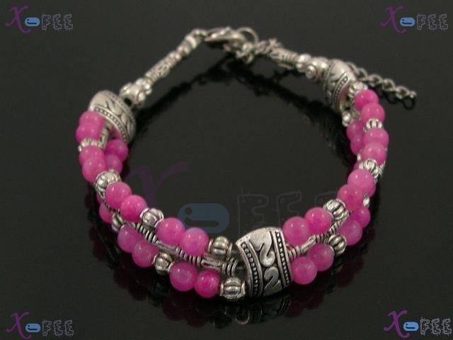 sl00603 New Fashion Collection Lady Splendid Jewelry Pink Agate Engraved Silver Bracelet 1