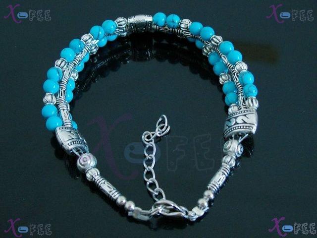 sl00604 NEW Fashion Jewelry Turquoise Beads Ethnic Tribal Tibetan Silver Alloy Bracelet 2
