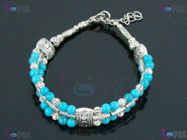 sl00604 NEW Fashion Jewelry Turquoise Beads Ethnic Tribal Tibetan Silver Alloy Bracelet 4