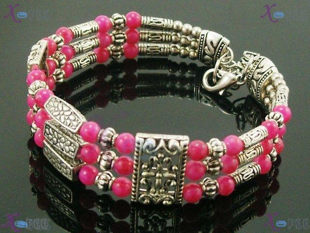 sz00178 New Chinese Culture Fashion Modish 3R Tibetan Jewelry Pink Agate Silver Bracelet 1