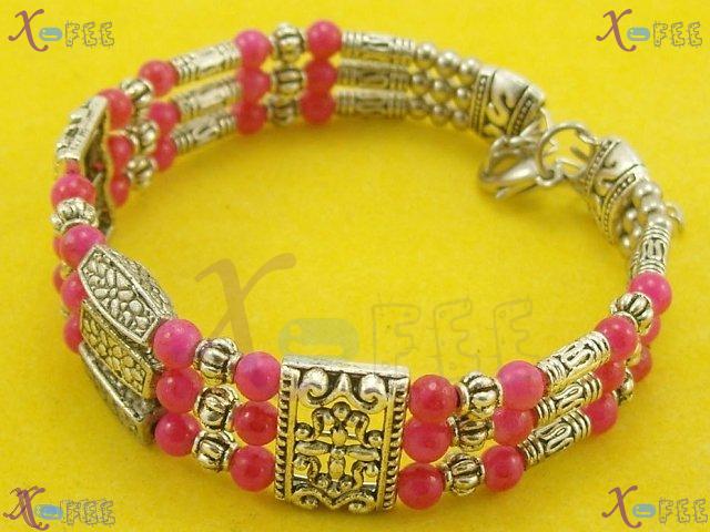 sz00178 New Chinese Culture Fashion Modish 3R Tibetan Jewelry Pink Agate Silver Bracelet 3