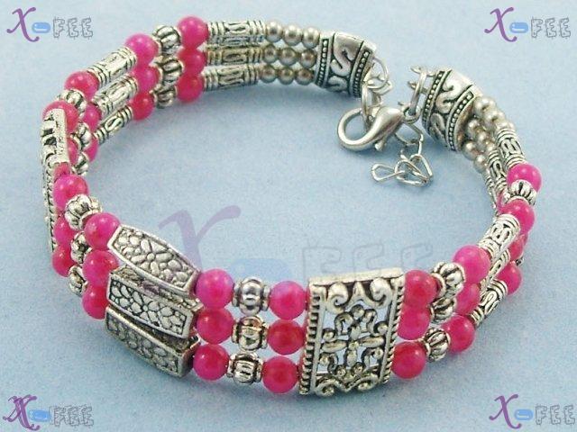 sz00178 New Chinese Culture Fashion Modish 3R Tibetan Jewelry Pink Agate Silver Bracelet 4