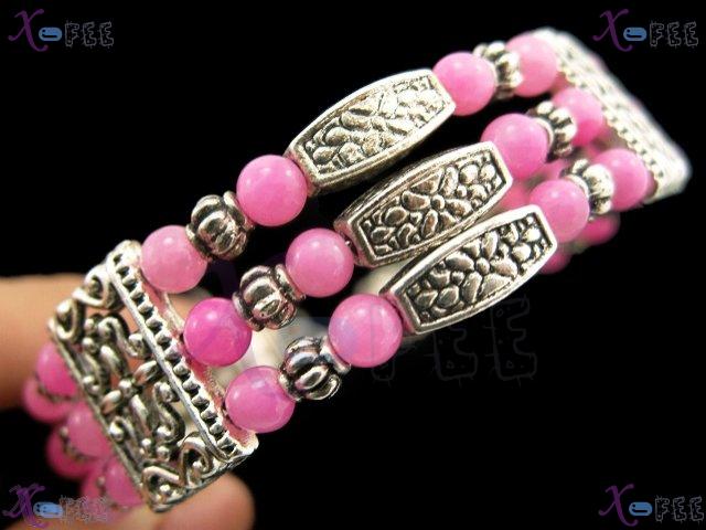 sz00179 New Chinese Culture Fashion  Tibet Jewelry Pink Agate Handmade Silver Bracelet 4