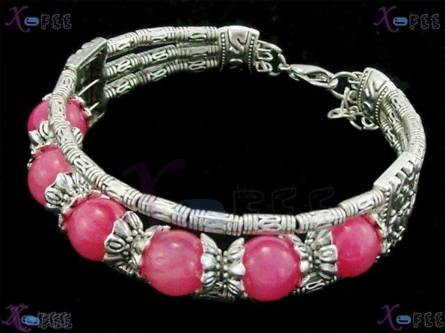 sz00221 New Fashion Pink AGATE Beads Tibetan Lady Jewelry Tibet Silver Tribal Bracelet 1