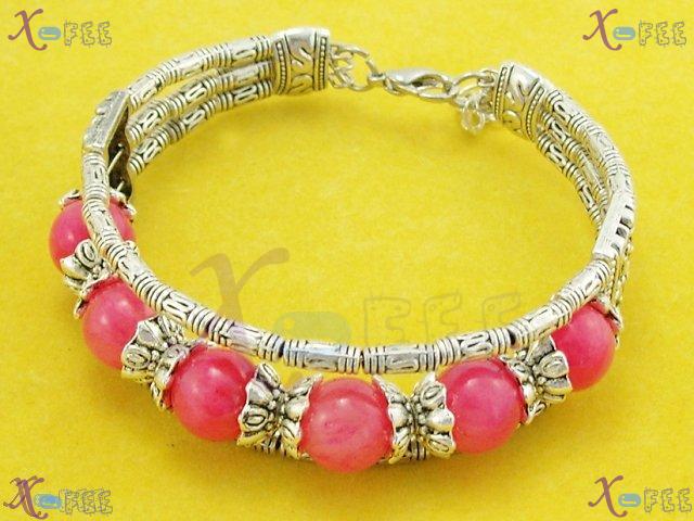 sz00221 New Fashion Pink AGATE Beads Tibetan Lady Jewelry Tibet Silver Tribal Bracelet 4