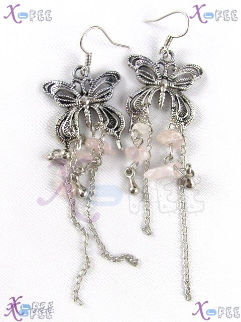 tseh00371 Bohemia BUTTERFLY PINK CRYSTAL Dangle Asian Jewelry Ethnic China CHARM Earrings 1
