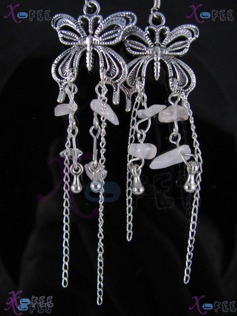 tseh00371 Bohemia BUTTERFLY PINK CRYSTAL Dangle Asian Jewelry Ethnic China CHARM Earrings 2