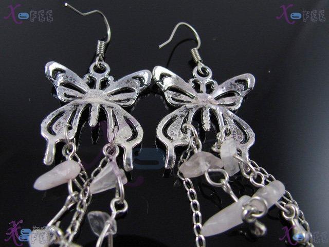 tseh00371 Bohemia BUTTERFLY PINK CRYSTAL Dangle Asian Jewelry Ethnic China CHARM Earrings 3