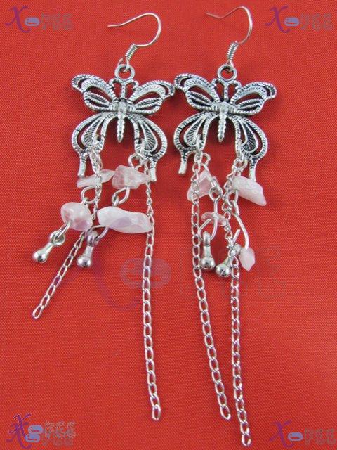 tseh00371 Bohemia BUTTERFLY PINK CRYSTAL Dangle Asian Jewelry Ethnic China CHARM Earrings 4