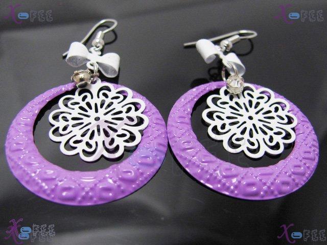 tseh00420 Lavender Snowflake Copper Rhinestone Bowknot Earrings 3
