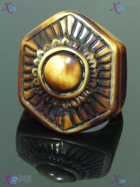 tsr00056 Hot Fashion Tibetan Jewelry Retro Bone Imitation Unisex Hexagon Sun Flower Ring 1